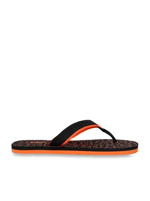 puma men's snap v2 black & orange flip flops