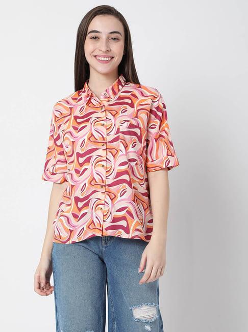 vero moda pink printed shirt