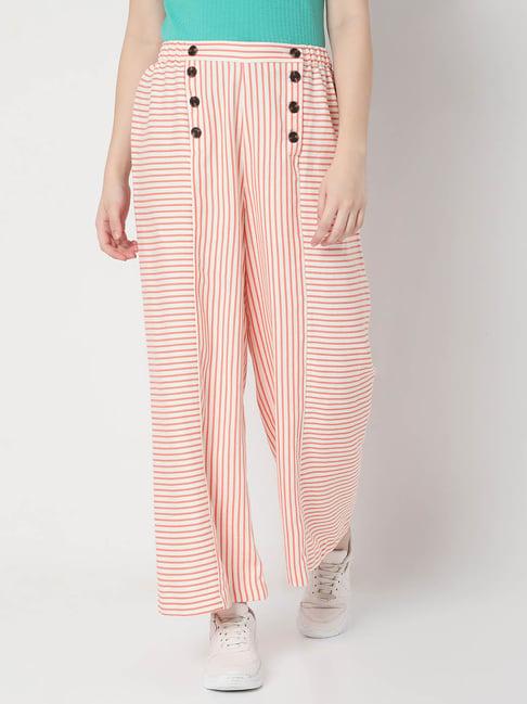 vero moda white & orange striped pants