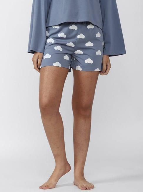 forever 21 blue printed shorts