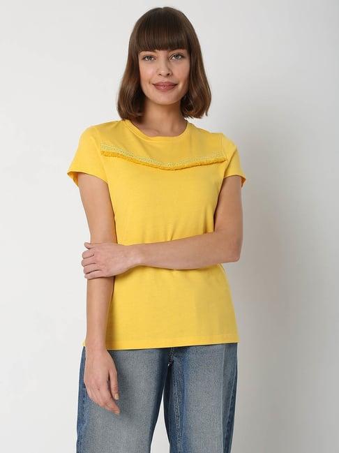 vero moda yellow regular fit t-shirt