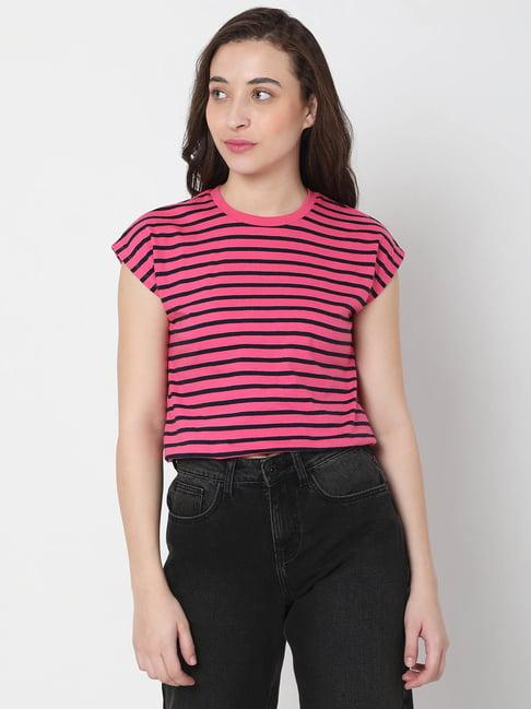 vero moda pink striped t-shirt