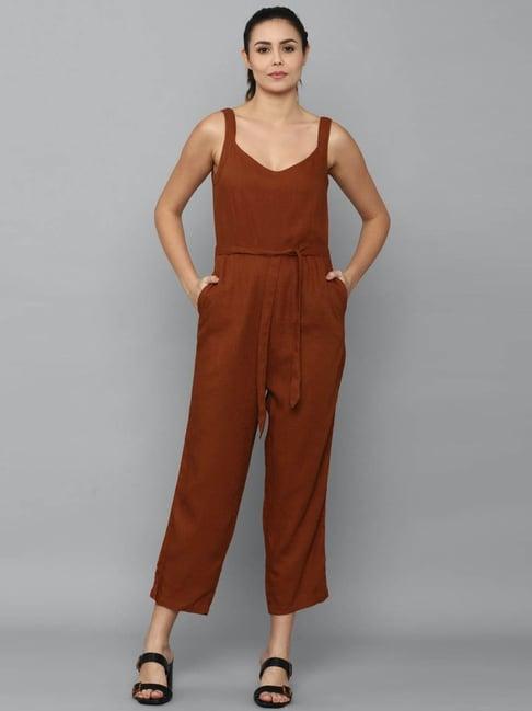 allen solly brown sleeveless jumpsuit