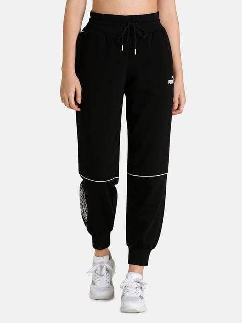 puma black cotton high rise track pants