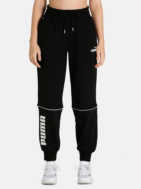 puma black cotton logo track pants