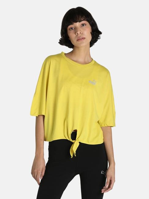 puma essential knot detail crop relaxed fit t-shirt