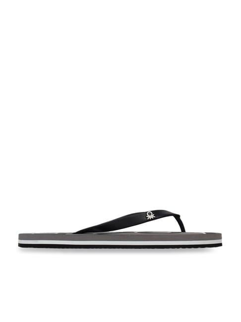 united colors of benetton men's black flip flops