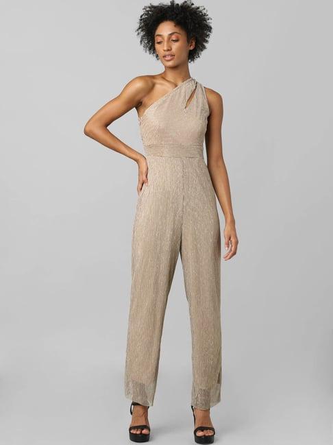 only beige textured jumpsuit