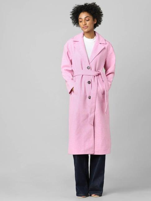 only pink regular fit coat