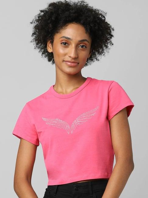 only pink embellished t-shirt