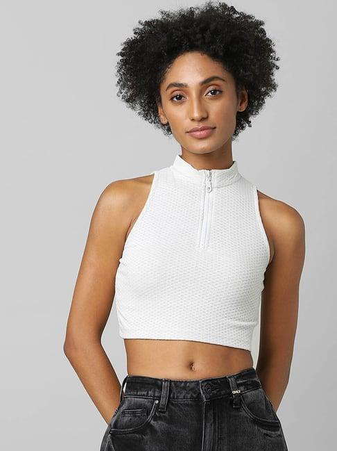 only white slim fit crop top