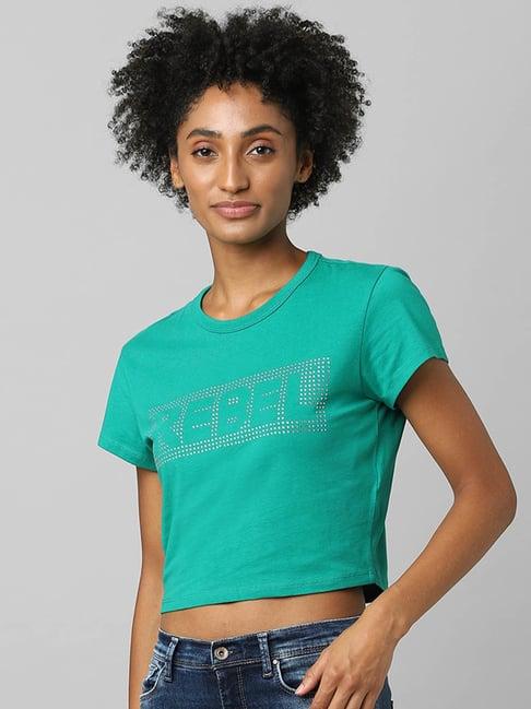 only green embellished t-shirt