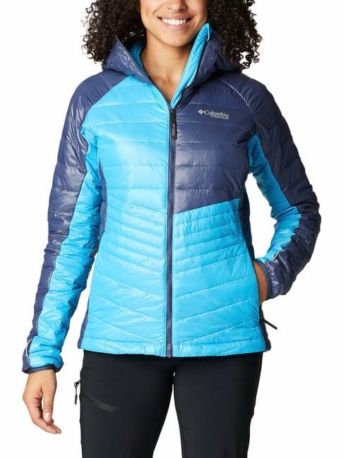 columbia blue full sleeve platinum peak puffer jacket