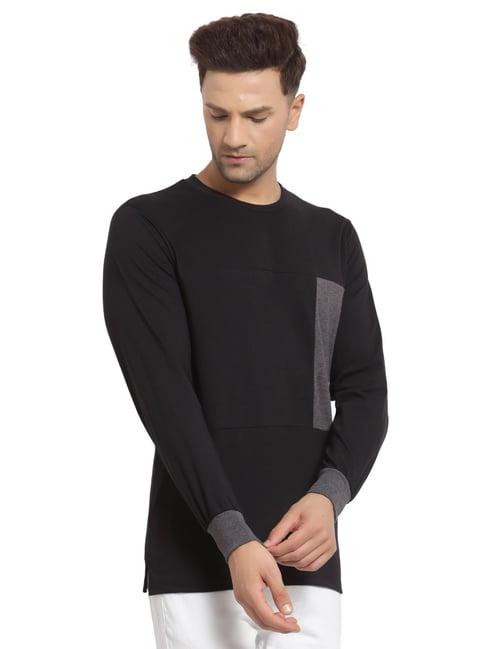 kalt black regular fit colour block sweatshirt