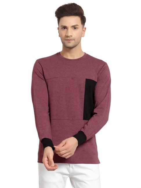 kalt maroon regular fit colour block sweatshirt