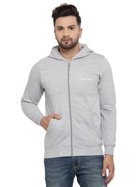 kalt grey regular fit hooded sweatshirt