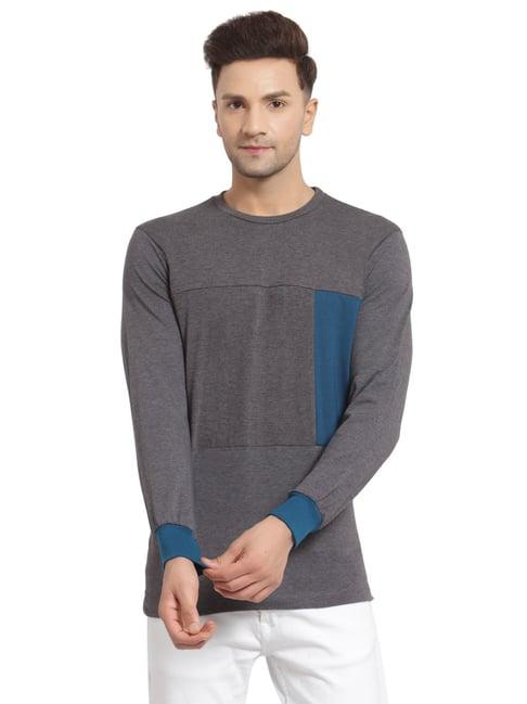 kalt grey regular fit colour block sweatshirt