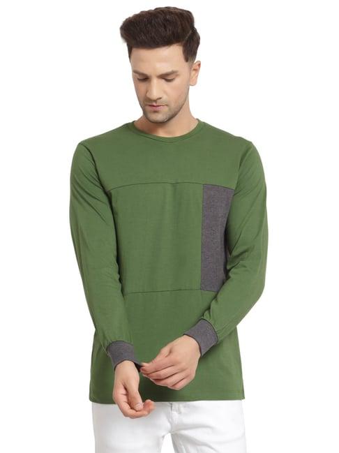 kalt green regular fit colour block sweatshirt