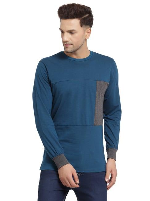 kalt teal regular fit colour block sweatshirt