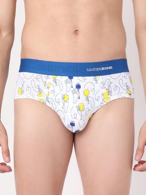 underjeans white regular fit printed briefs