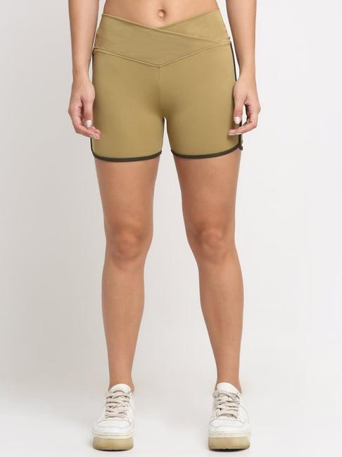 everdion khaki slim fit sports shorts