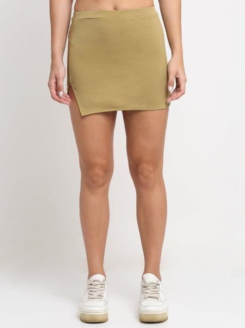 everdion khaki mini slit skirt