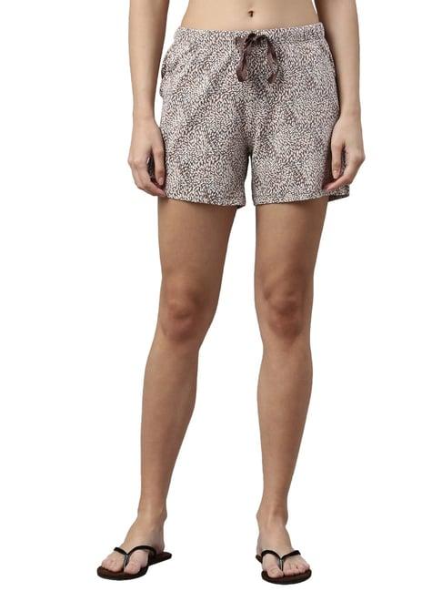 enamor brown printed shorts