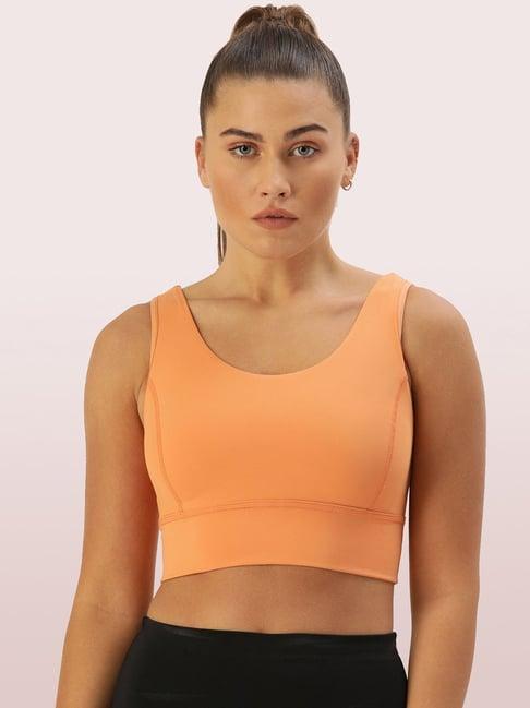 enamor orange scoop neck sports bra