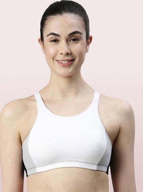 enamor white scoop neck sports bra