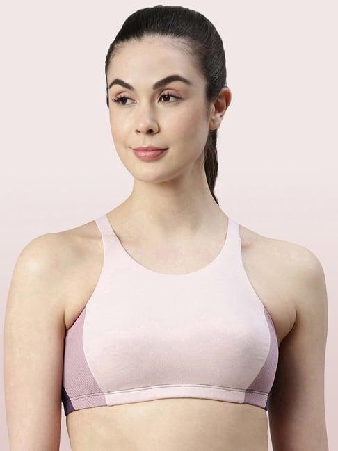 enamor pink scoop neck sports bra