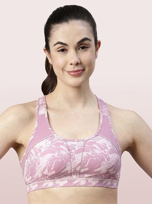 enamor light purple printed sports bra