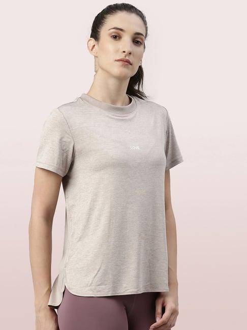 enamor beige round neck t-shirt