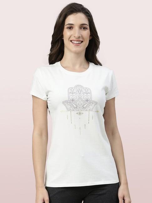 enamor white printed t-shirt