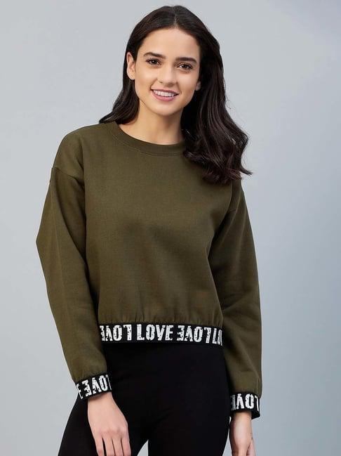 stylestone olive round neck love taped pullover