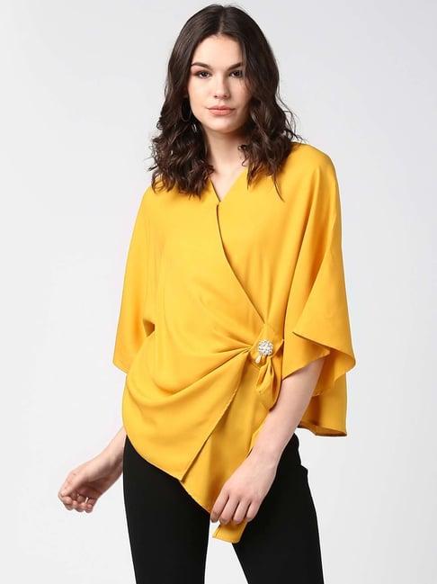 stylestone yellow high low top with brooch