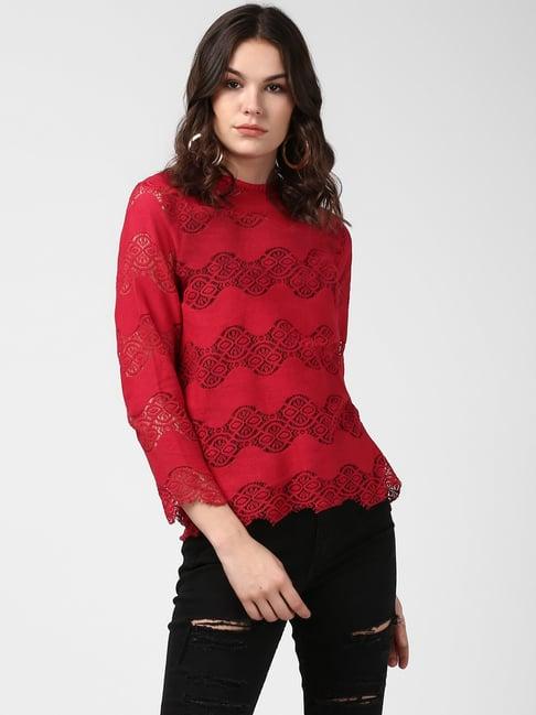 stylestone maroon lace a-line top