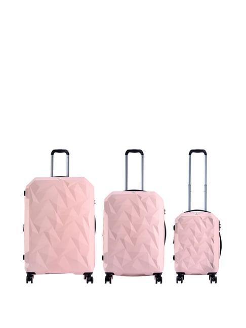 it luggage pink 8 wheel large hard cabin trolley pack of 3