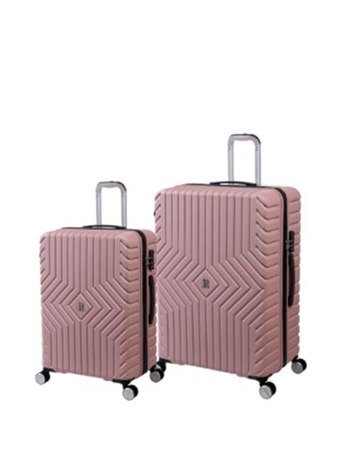 it luggage pink 8 wheel large hard cabin trolley pack of 2