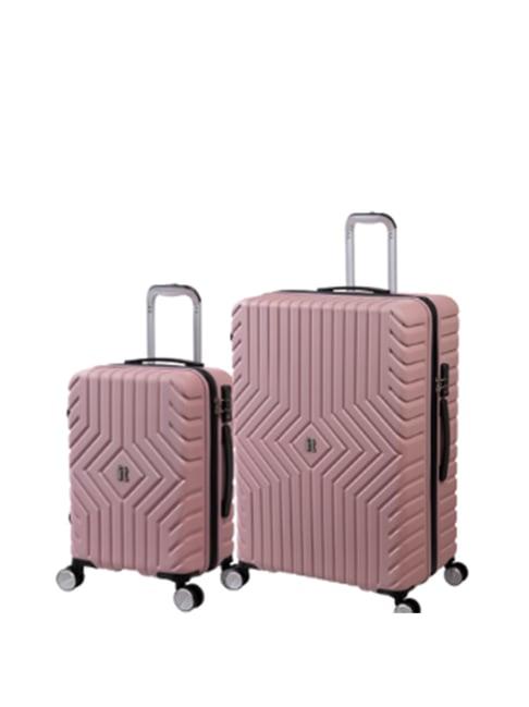 it luggage pink 8 wheel large hard cabin trolley pack of 2