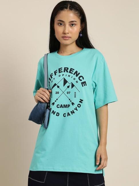 difference of opinion green cotton printed t-shirt