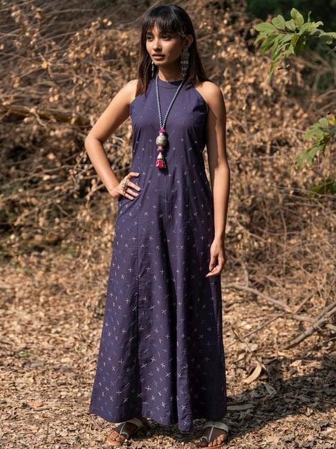 okhai magic spell navy pure cotton hand embroidered jumpsuit