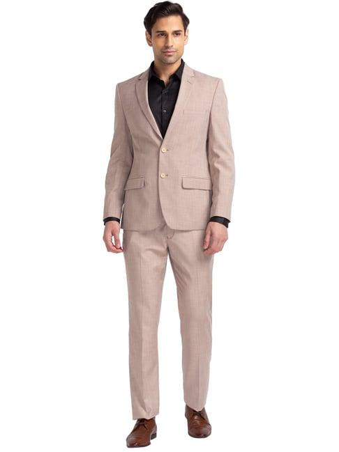 park avenue fawn regular fit three piece suit