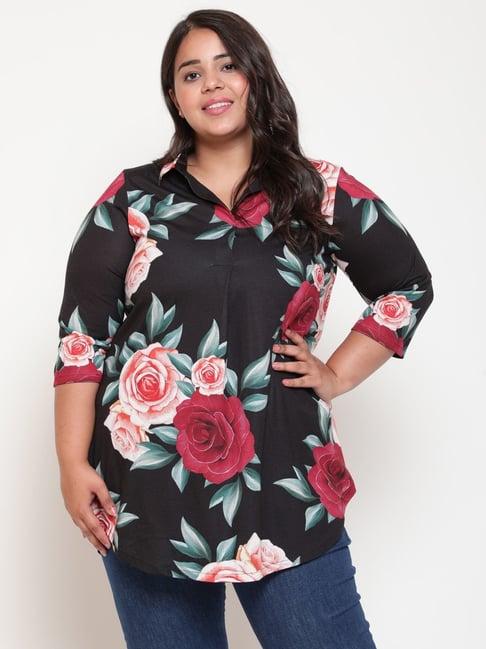 amydus black floral print tunic