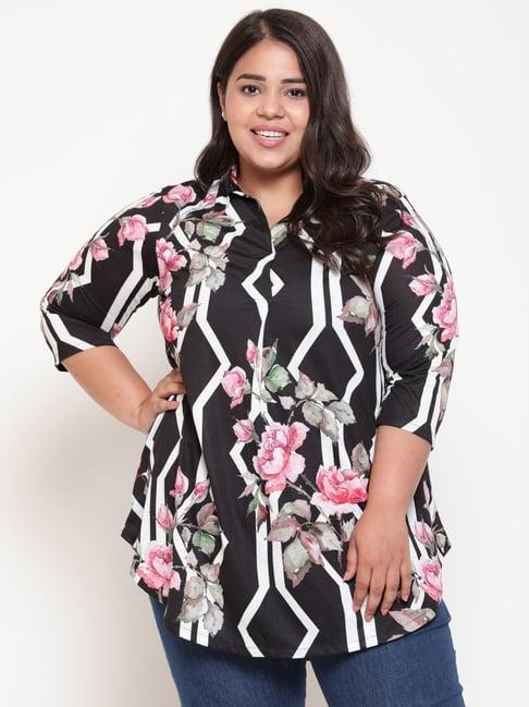 amydus black floral print tunic