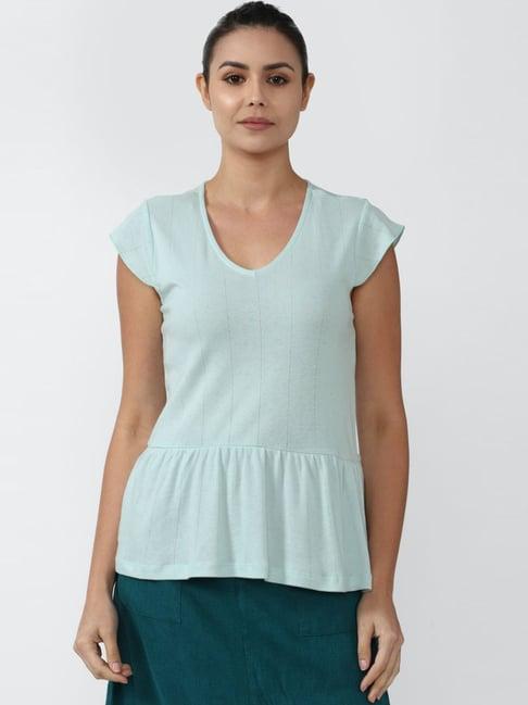 van heusen green cotton regular fit top