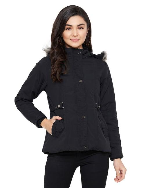 neva black full sleeves hooded jacket