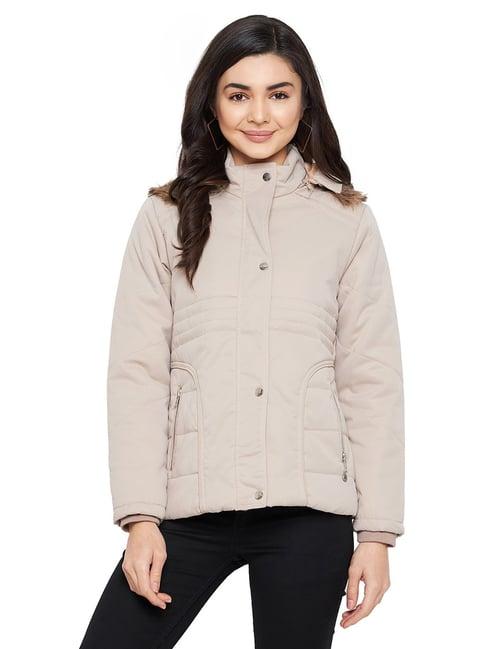 neva beige full sleeves hooded jacket