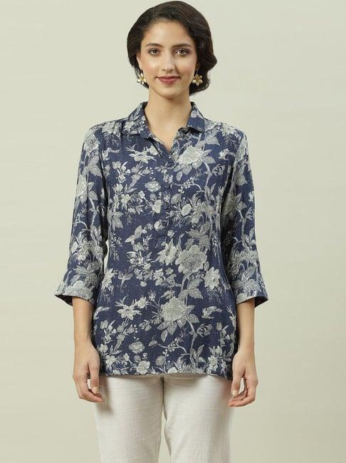 biba blue printed shirt