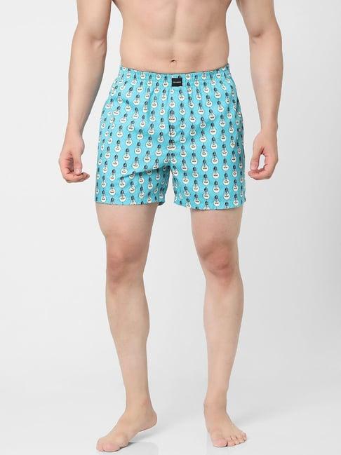 jack & jones sky blue cotton regular fit printed boxers