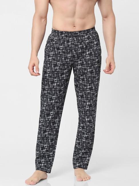 jack & jones black cotton regular fit printed pyjamas